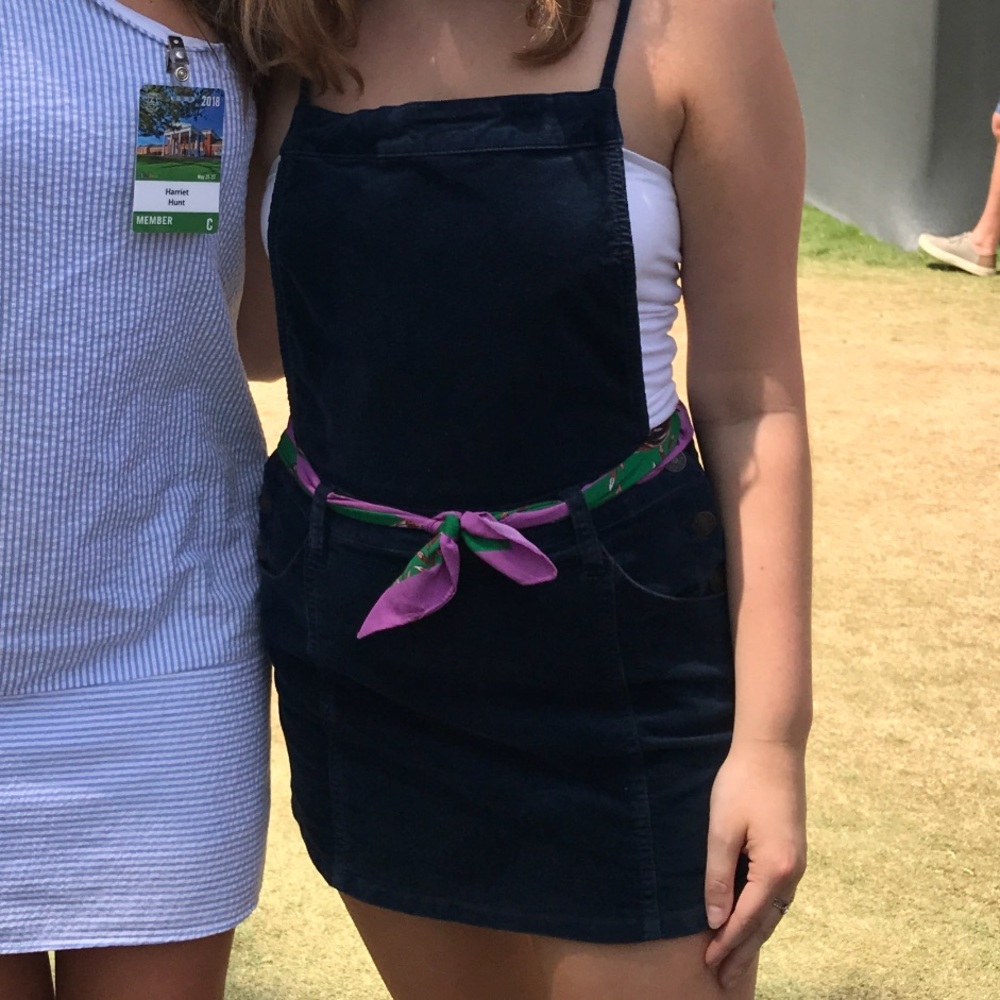 Navy corduroy pinafore dress in great condition